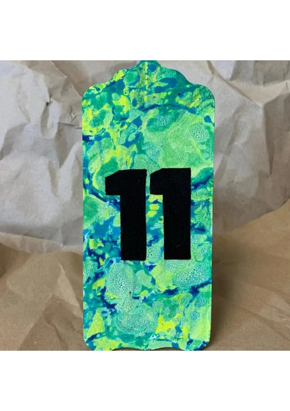 El Yapımı Ebrulu 11 Numara Kapı Süsü - 7 x 16 cm