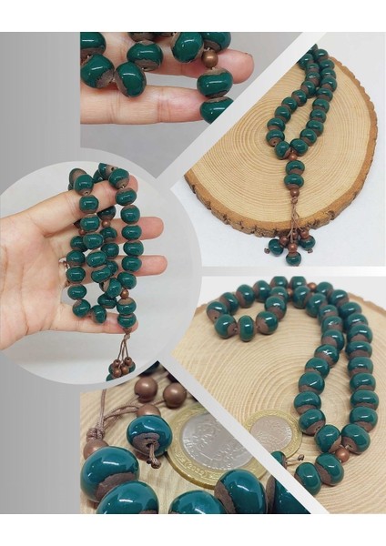 Anadolu Toprağı Serisi 33'lük Yeşil Renk Seramik Boncuk Tesbih 10-12MM (54110)