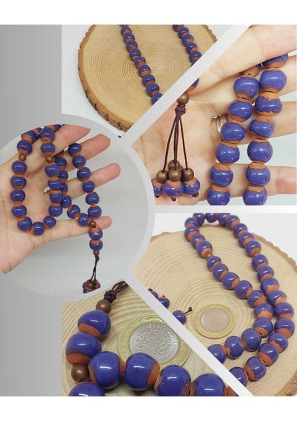 Anadolu Toprağı Serisi 33'lük Mor Renk Seramik Boncuk Tesbih 10-12MM (54114)