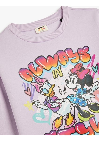 Mickey Mouse ve Daisy Duck Sweatshirt Lisanslı Uzun Kollu Bisiklet Yaka Şardonlu modelleri