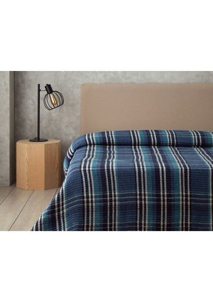 Plaid Waffle Scotch Tek Kişilik Battaniye 150X200 cm Mavi