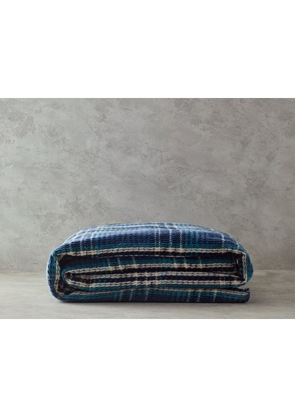 Plaid Waffle Scotch Tek Kişilik Battaniye 150X200 cm Mavi