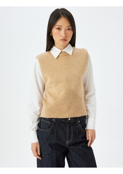 Bisiklet Yaka Kolsuz Triko Süveter modelleri