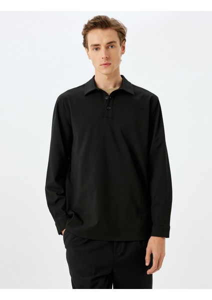 Viskon Karışımlı Uzun Kollu Polo Yaka Gömlek modelleri