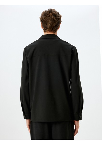 Viskon Karışımlı Uzun Kollu Polo Yaka Gömlek fırsatları