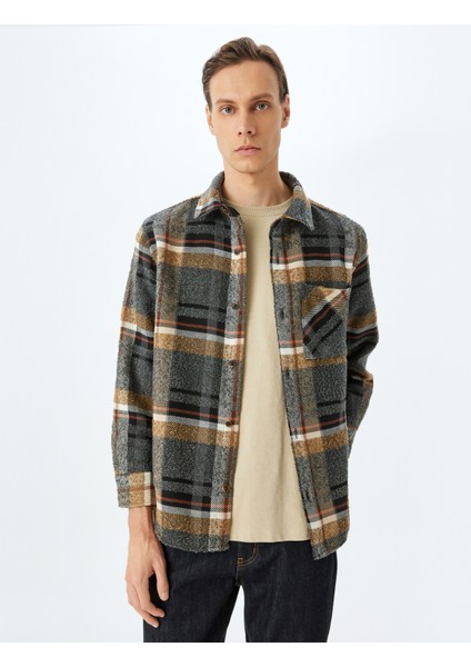 Ekose Desenli Cep Detaylı Oduncu Gömlek Ceket modelleri