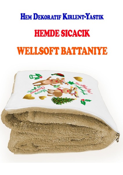 Yılbaşı Temalı Sıcak ve Şık TV Battaniyesi ve Yastık Kırlent Seti fiyatları
