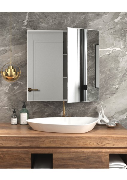 Tetto Elagante Lavobo Üstü Aynalı Banyo Dolabı 60 x 60 cm