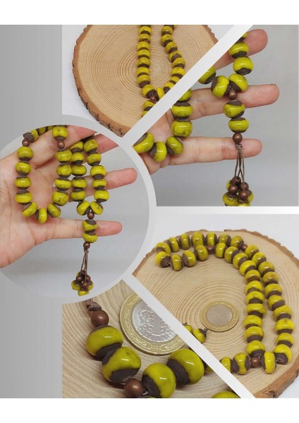 Anadolu Toprağı Serisi 33'lük Sarı Renk Seramik Boncuk Tesbih 10-12MM (54106)