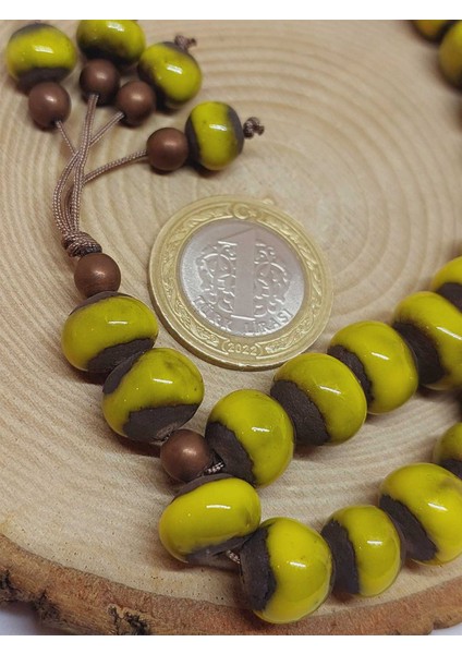 Anadolu Toprağı Serisi 33'lük Sarı Renk Seramik Boncuk Tesbih 10-12MM (54106) modelleri