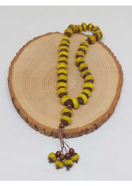 Anadolu Toprağı Serisi 33'lük Sarı Renk Seramik Boncuk Tesbih 10-12MM (54106) fırsatları