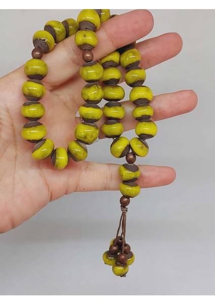 Anadolu Toprağı Serisi 33'lük Sarı Renk Seramik Boncuk Tesbih 10-12MM (54106) indirimleri