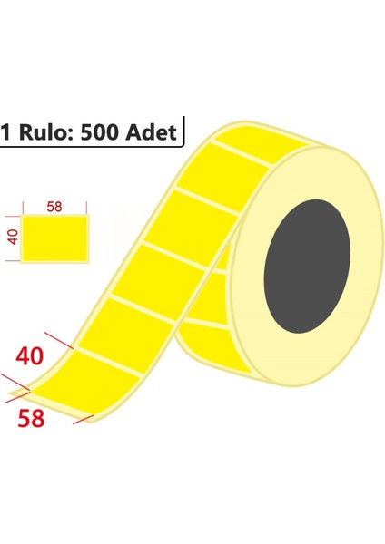 40X60 Eczane Ilaç Etiketi 500'LÜ Sarım Sarı Zemin Termal Etiket