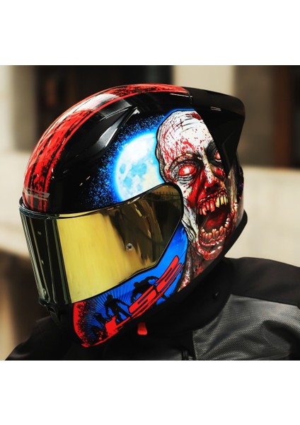 Rapıd 2 Race Zombıe Fullface Motosiklet Kaskı Gold Camlı