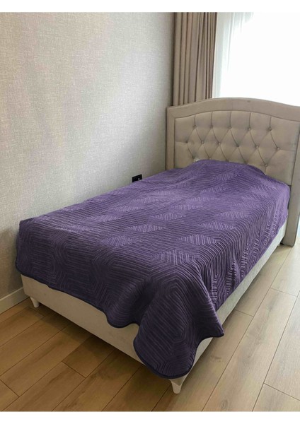 Yumuşak ve Kalın Tek Kişilik Mor Battaniye, Polyester, Rahat ve Sıcak Tutan Tasarım