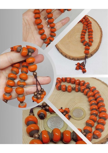 Anadolu Toprağı Serisi 33'lük Turuncu Renk Seramik Boncuk Tesbih 10-12MM (54102)