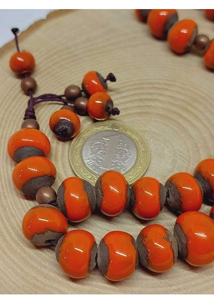 Anadolu Toprağı Serisi 33'lük Turuncu Renk Seramik Boncuk Tesbih 10-12MM (54102) modelleri