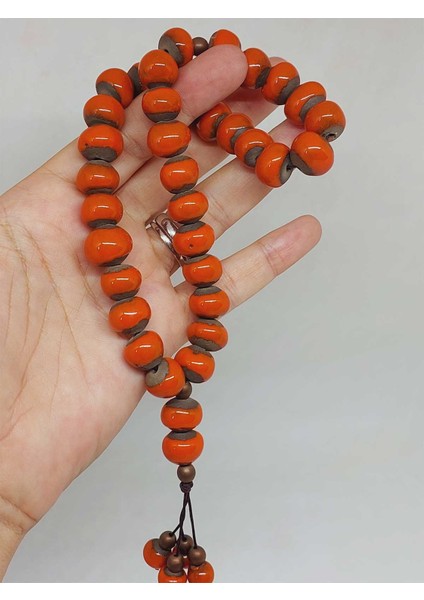 Anadolu Toprağı Serisi 33'lük Turuncu Renk Seramik Boncuk Tesbih 10-12MM (54102) indirimleri