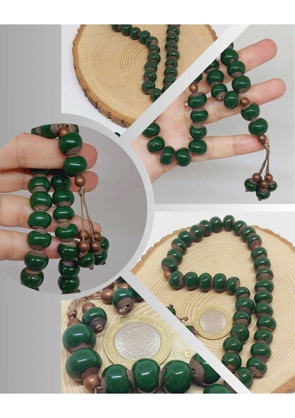 Anadolu Toprağı Serisi 33'lük Yeşil Renk Seramik Boncuk Tesbih 10-12MM (54100)