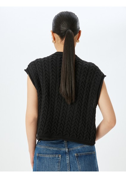 Kolsuz Yuvarlak Yaka Saç Örgü Süveter fırsatları