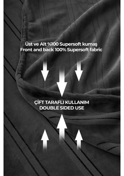 Yumuşak Tek Kişilik Battaniye 150x230 cm Antrasit, Rahat ve Şık Yatak Örtüsü modelleri