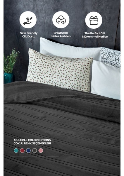 Yumuşak Tek Kişilik Battaniye 150x230 cm Antrasit, Rahat ve Şık Yatak Örtüsü fırsatları