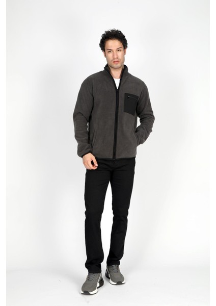 Hector Erkek Dik Yaka Fermuarlı Sweatshirt Antrasit
