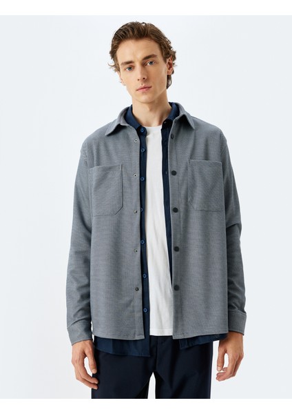 Uzun Kollu Düğmeli Cep Detaylı Viskon Karışımlı Gömlek Ceket modelleri