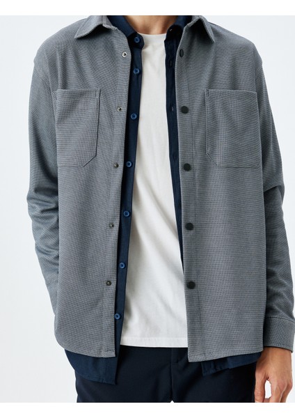 Uzun Kollu Düğmeli Cep Detaylı Viskon Karışımlı Gömlek Ceket indirimleri