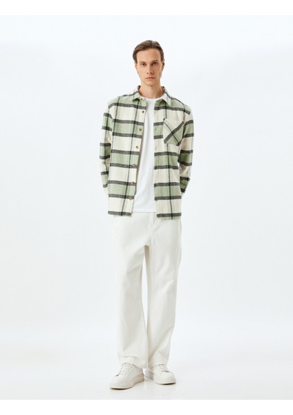 Uzun Kollu Pamuk Karışımlı Cep Detaylı Ekose Oduncu Gömleği fiyatları