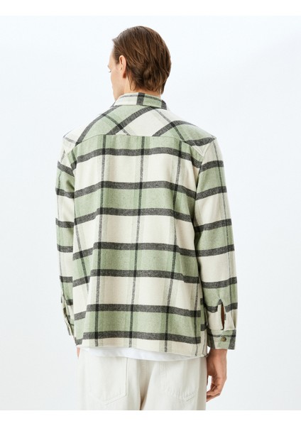 Uzun Kollu Pamuk Karışımlı Cep Detaylı Ekose Oduncu Gömleği fırsatları