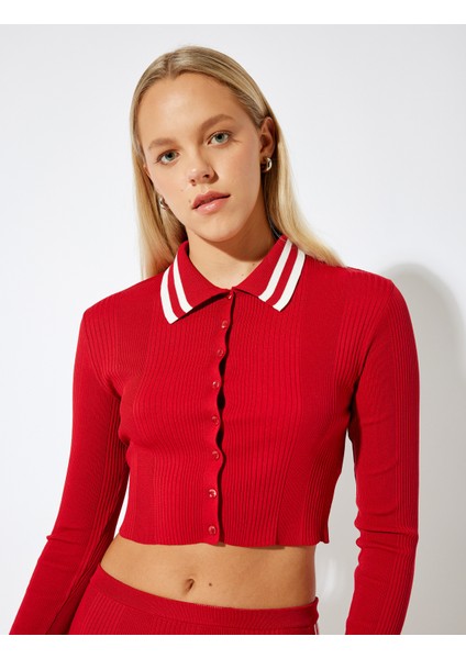 Polo Yaka Biyeli Düğmeli Dokulu Slim Fit Hırka fiyatları