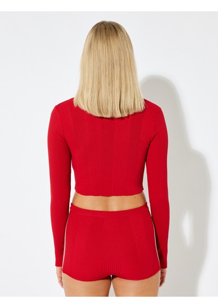 Polo Yaka Biyeli Düğmeli Dokulu Slim Fit Hırka fırsatları