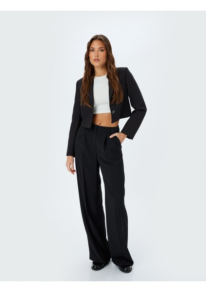 Kruvaze Yaka Crop Blazer Ceket