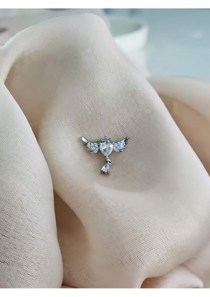 Angel Melek Kanat Kıkırdak Piercing Tragus Helix Silver Gümüş Renk Küpe