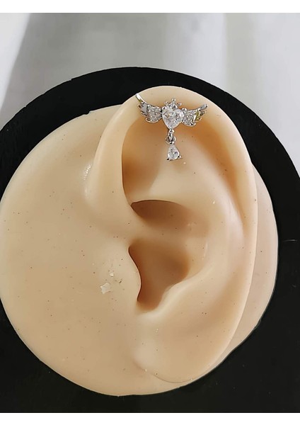 Angel Melek Kanat Kıkırdak Piercing Tragus Helix Silver Gümüş Renk Küpe