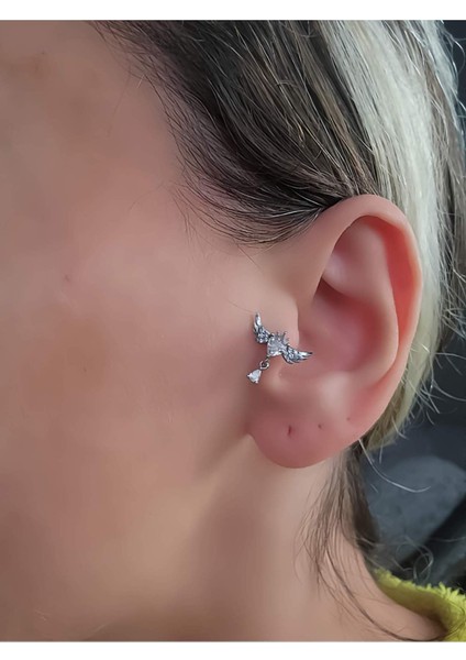 Angel Melek Kanat Kıkırdak Piercing Tragus Helix Silver Gümüş Renk Küpe