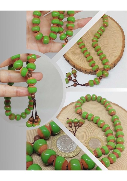 Anadolu Toprağı Serisi 33'lük Yeşil Renk Seramik Boncuk Tesbih 10-12MM (54132)