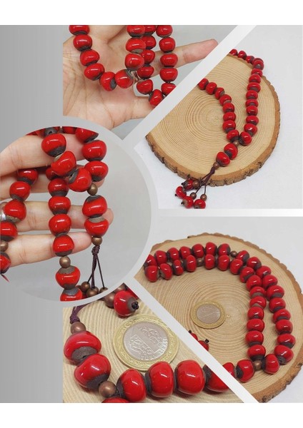 Anadolu Toprağı Serisi 33'lük Kırmızı Renk Seramik Boncuk Tesbih 10-12MM (54120)