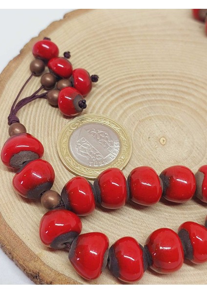 Anadolu Toprağı Serisi 33'lük Kırmızı Renk Seramik Boncuk Tesbih 10-12MM (54120) modelleri