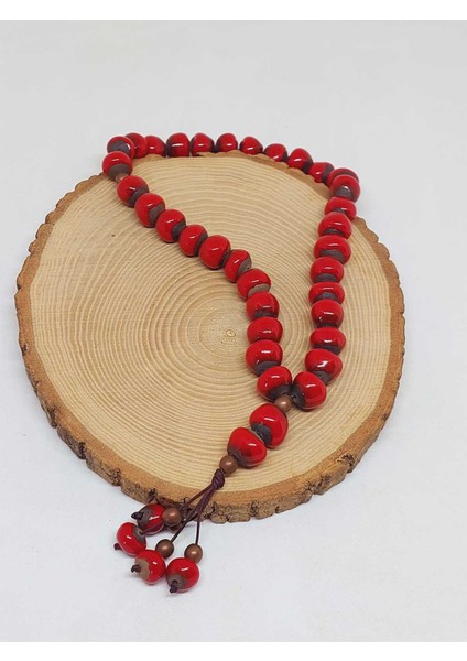 Anadolu Toprağı Serisi 33'lük Kırmızı Renk Seramik Boncuk Tesbih 10-12MM (54120) fırsatları