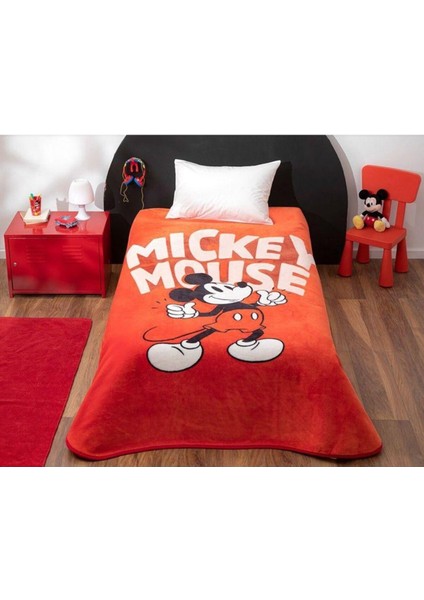 Kırmızı Mickey Mouse pelüş battaniye, antibakteriyel ve yumuşak polyester dokusu