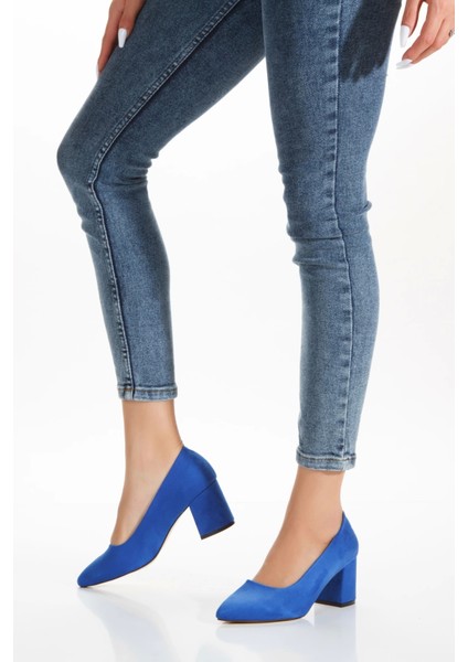 Kadın Günlük Kalın Topuklu Süet Ayakkabı Mavi fırsatları