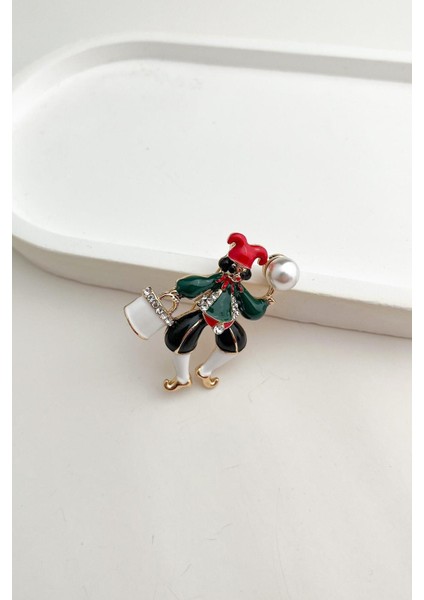 Mineli Taşlı Sevimli Palyaço Broş (4 Cm)