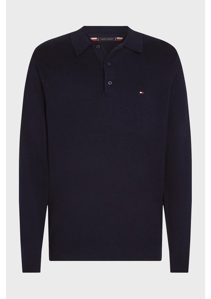 Pamuk ve Kaşmir Karışımlı Düğmeli Polo Yaka Kazak Erkek Kazak MW0MW36519 Dw5 indirimleri