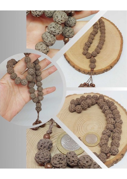 Anadolu Toprağı Serisi 33'lük Kahverengi Renk Seramik Boncuk Tesbih 10-12MM (54166)