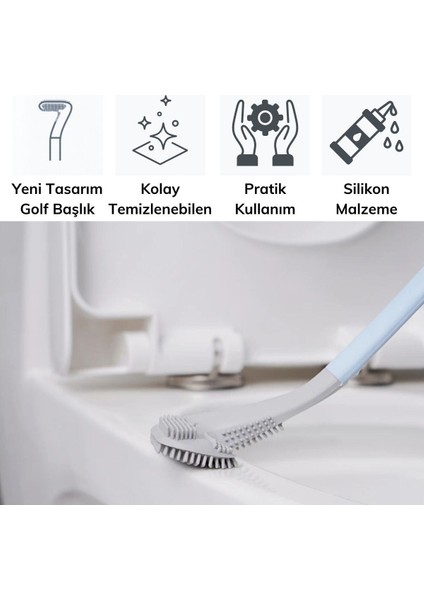 Golf Tasarımlı Silikon WC Klozet Mutfak Temizlik Fırçası Kanca Hediyeli (3791)