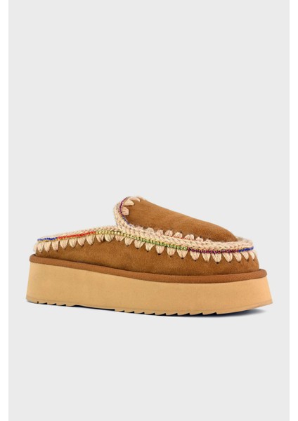 Taşlı Süet Yumuşak Tüylü Eskimo Platform Taban Terlik Bayan Terlik MU.FW681001A Cog