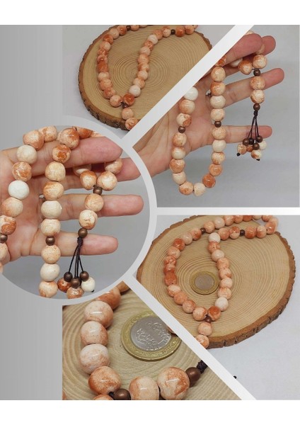 Anadolu Toprağı Serisi 33'lük Kahverengi Renk Seramik Boncuk Tesbih 10-12MM (54118)