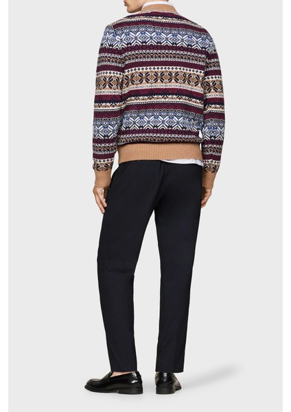 Yün Karışımlı Regular Fit Bisiklet Yaka Desenli Kazak Erkek Kazak MW0MW37026 0hd fiyatları